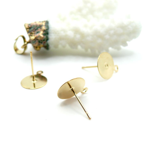 Supports de Boucle d'oreille Puce 10mm avec attache – Acier Inoxydable Doré à l'or fin 18K