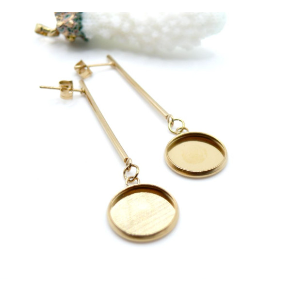 Supports de Boucles d’Oreilles avec Tige 12 mm – Acier Inoxydable 304 Doré