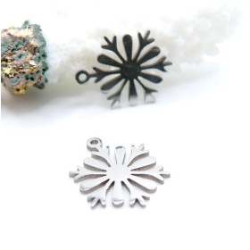 Pendentifs Flocon de Neige 13mm – Acier Inoxydable 304 Argenté Rhodié