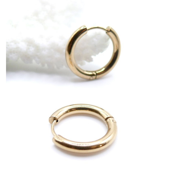 Créoles Rondes 19mm, Acier Inoxydable 316L Doré, Placage Ionique