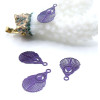 Pendentifs estampes petites plumes de Paon  17 mm – Acier inoxydable, Violet