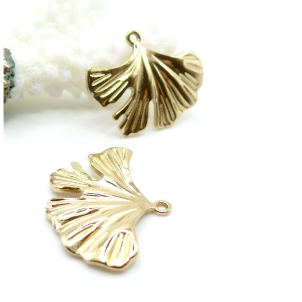 Pendentifs Feuille de Ginkgo biloba 30mm – Acier Inoxydable 304 Doré 18K Placage Ionique