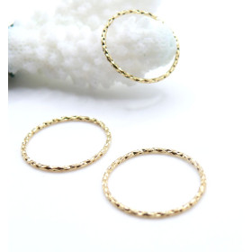 Pendentifs Rond Martelé 18mm – Laiton Doré à l'Or fin 18K