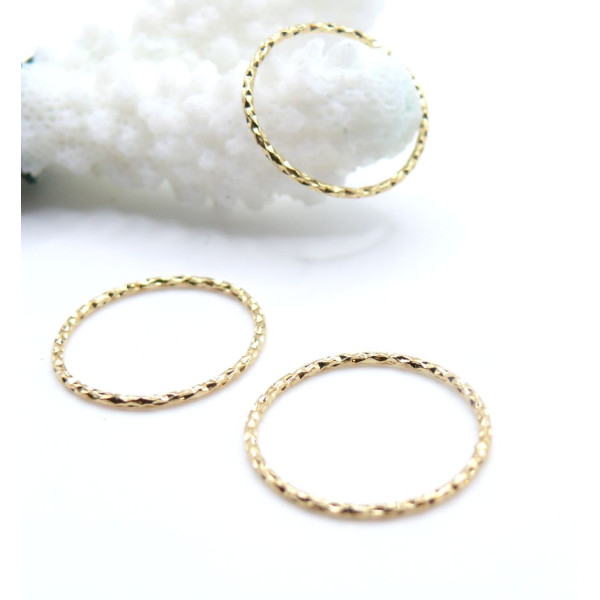 Pendentifs Rond Martelé 18mm – Laiton Doré à l'Or fin 18K