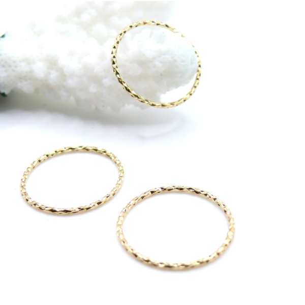 Pendentifs Rond martelé 30mm – Laiton Doré à l'or fin 18K