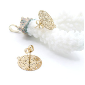 Supports de Boucle d’oreille Puce Filigrane 15 mm – Acier Inoxydable 304 Doré avec Poussoirs Papillons