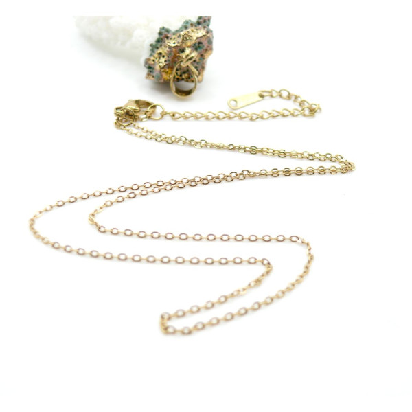 Collier  40 cm Chaîne Maille fine jaseron  1 mm – Acier Inoxydable 304 Doré  à l'or fin 14K, Placage Ionique IP