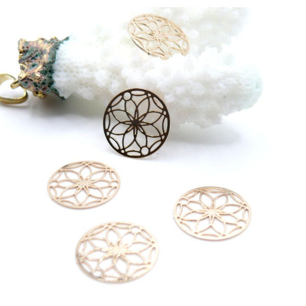 Estampes Pendentif Mandala Filigrane 13mm Doré