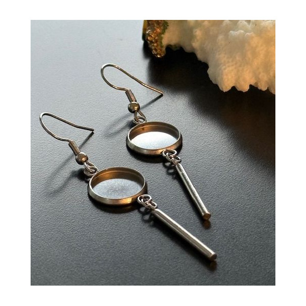 Supports de Boucles d’Oreilles avec Tige 12 mm – Acier Inoxydable 304 Argenté