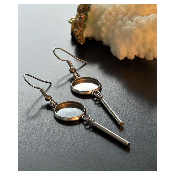 Supports de Boucles d’Oreilles avec Tige 12 mm – Acier Inoxydable 304 Argenté