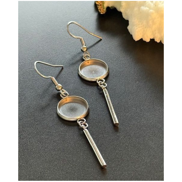 Supports de Boucles d’Oreilles avec Tige 12 mm – Acier Inoxydable 304 Argenté