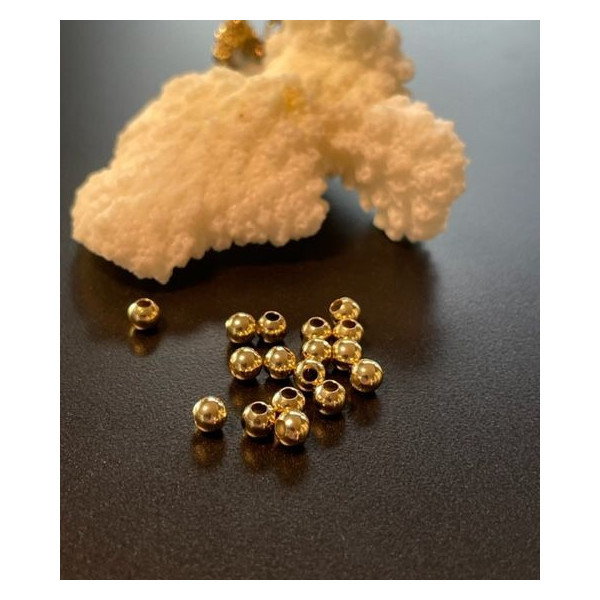Perles Intercalaires Rondes 5mm Trou 2mm – Acier Inoxydable Doré à l’or fin 18K, PVD