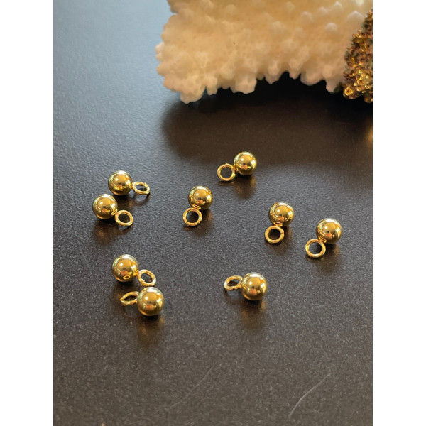 Pendentifs Bille 3mm – Acier Inoxydable Doré à l'or fin 18K