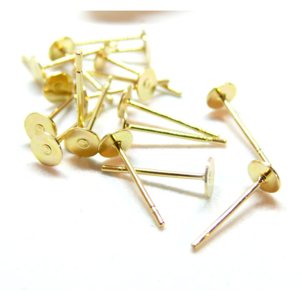 Supports de Boucle d’oreille Puce 6mm – Acier Inoxydable 304 Doré à l’or fin 24K