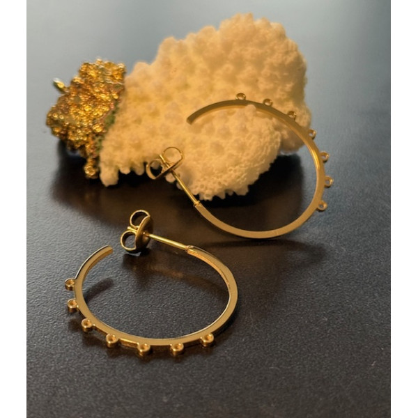 Créoles avec anneaux d'attache 25mm – Acier Inoxydable 304 Doré 14K