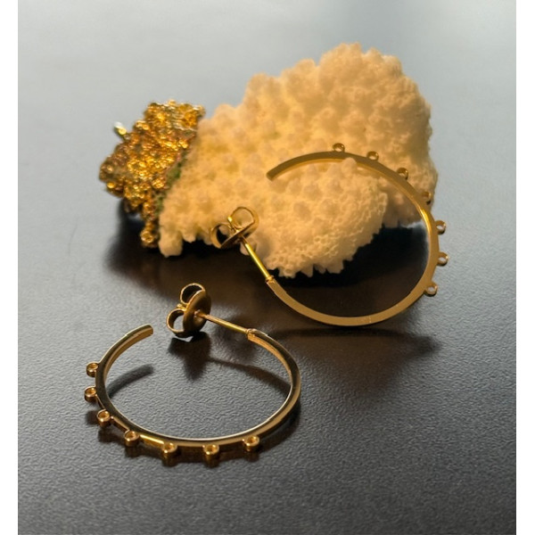 Créoles avec anneaux d'attache 25mm – Acier Inoxydable 304 Doré 14K