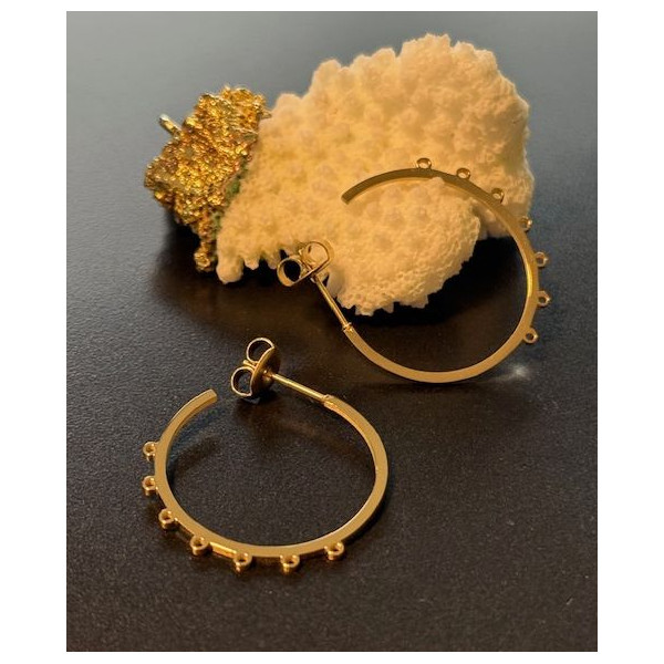 Créoles avec anneaux d'attache 25mm – Acier Inoxydable 304 Doré 14K