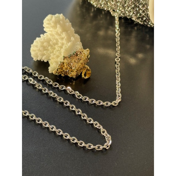 H11L01536 – Lot de 2 ou 4 mètres Chaîne maille 4x3mm – Acier Inoxydable 304 Argent Platine