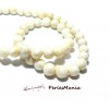 Perles Rondes Jade Mashan Crème mordoré 12mm