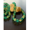 Perles Rondes 8mm – Verre Craquelé Vert foncé et Jaune