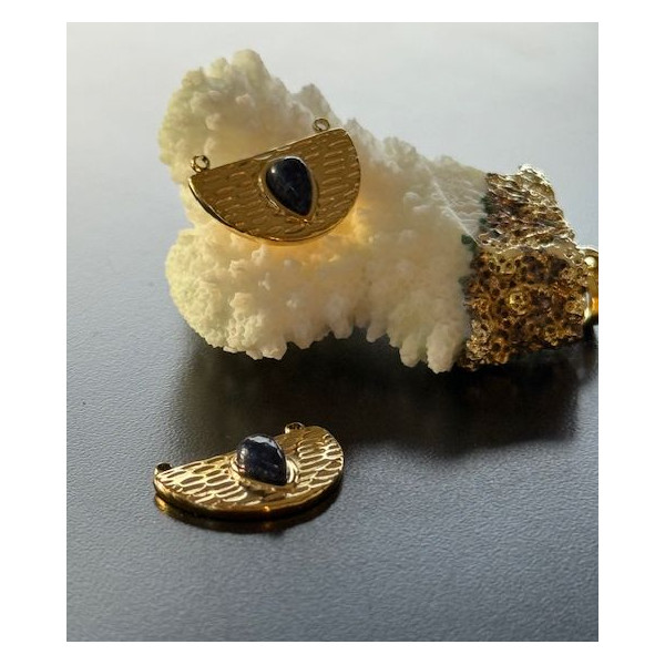 Connecteur 18mm Lapis lazuli – Acier Inoxydable 316 Doré à l'or fin 18K PVD