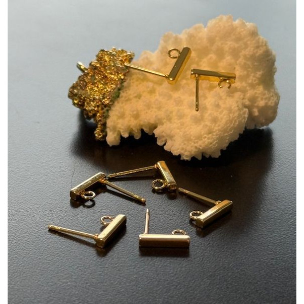 Boucles d'oreilles Puce Rectangle 10mm – Acier Inoxydable 304 Doré à l'or fin 18K