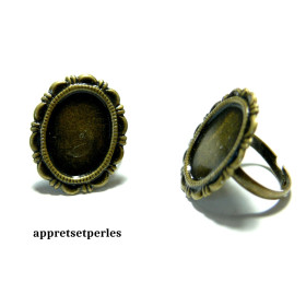 Supports Bagues Rétro Plates 13x18mm laiton finition Bronze