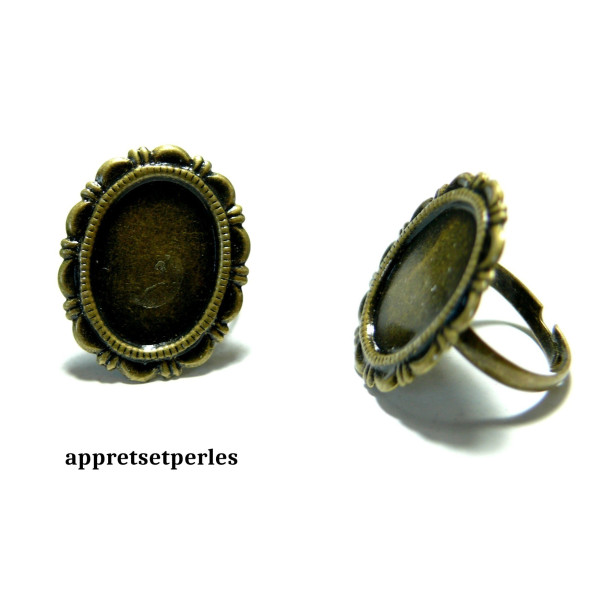 Supports Bagues Rétro Plates 13x18mm laiton finition Bronze