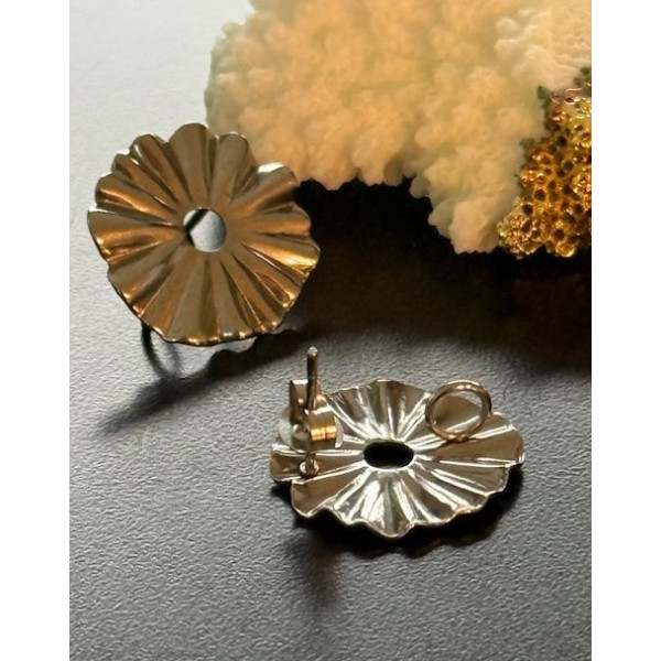 Boucles d’Oreilles Puce Soleil Fleur avec Anneau d’Attache 19 mm – Acier Inoxydable 304 Argenté