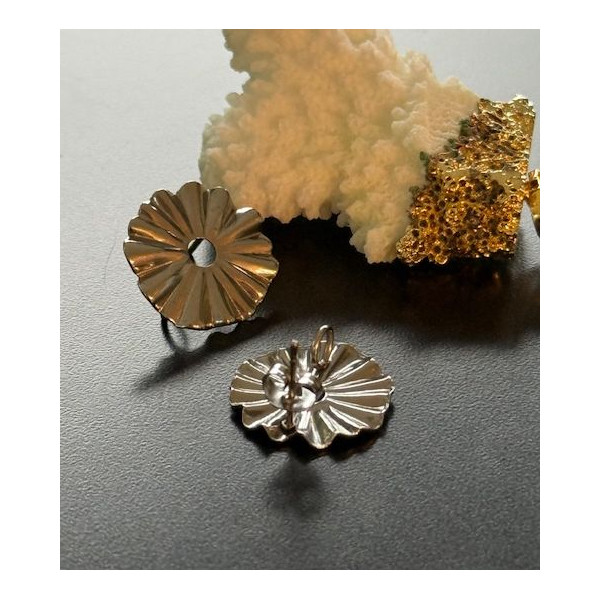 Boucles d’Oreilles Puce Soleil Fleur avec Anneau d’Attache 19 mm – Acier Inoxydable 304 Argenté