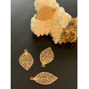 Estampes Pendentifs Filigrane Feuille 20.5mm – Laiton Doré