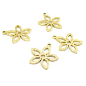 Pendentifs Fleurs 16 mm – Acier Inoxydable Doré à l’or fin 18K, PVD