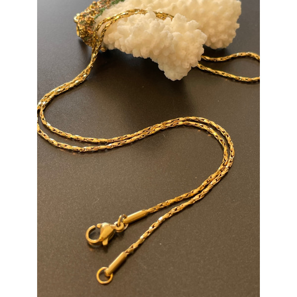 Collier Sautoir Matinée 50 cm – Acier Inoxydable 304 Doré à l’or fin 18K – Maille  1.2mm – PVD