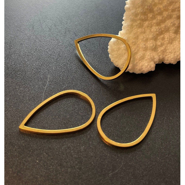 Pendentifs Connecteur Goutte 25.5mm – Acier Inoxydable 304 Doré à l'or fin 18K, PVD