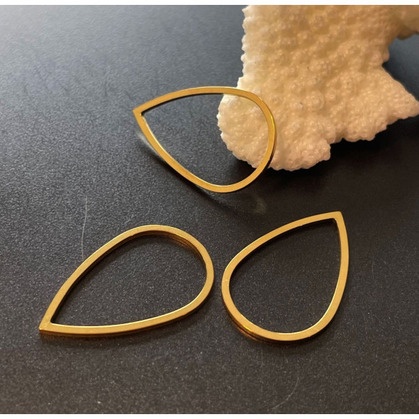 Pendentifs Connecteur Goutte 25.5mm – Acier Inoxydable 304 Doré à l'or fin 18K, PVD