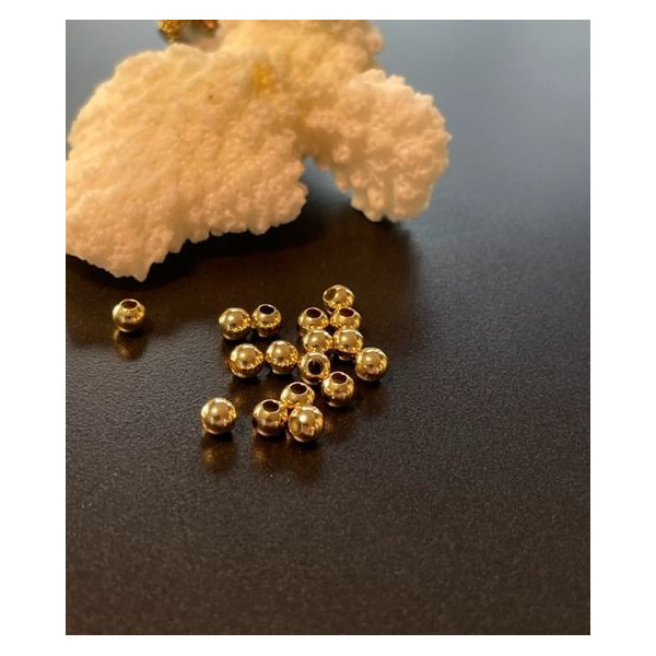 Perles Intercalaires Rondes 3mm Trou 1mm – Laiton Doré 18K