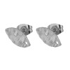 Boucles d’oreilles Puce Navette Martelée 12mm avec Trou et Embouts – Acier Inoxydable 304 Argenté