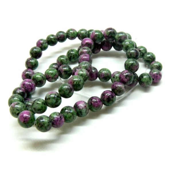 Perles Rondes 6mm Rubis Zoïsite ref 25