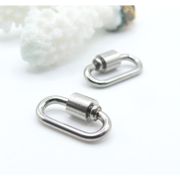 Mousquetons à Vis Ovale 19 mm – Acier Inoxydable Argenté