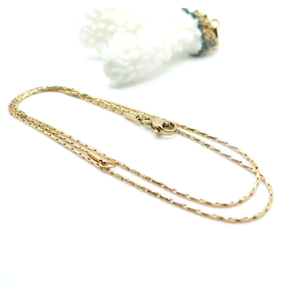 Collier Sautoir Matinée 50 cm – Acier Inoxydable 304 Doré à l’or fin 18K – Maille Haricot 0.9mm – PVD