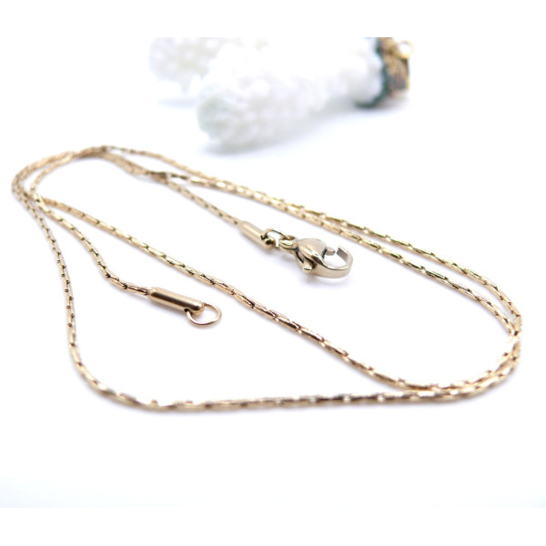 Collier Sautoir Matinée 50 cm – Acier Inoxydable 304 Doré à l’or fin 18K – Maille Haricot 0.6mm – PVD