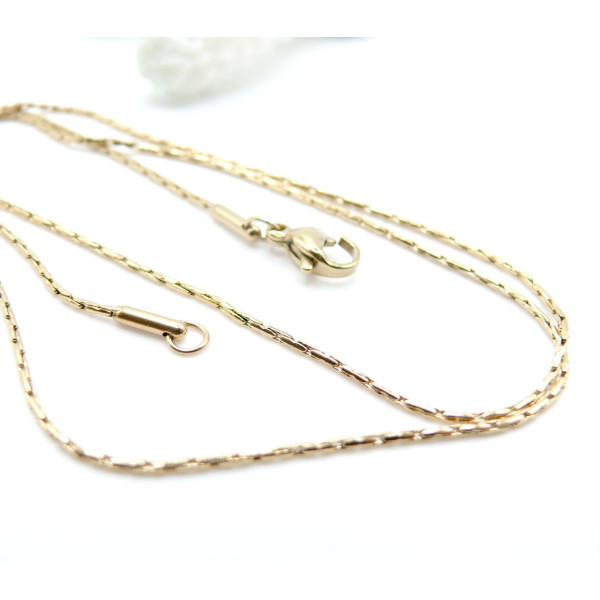Collier Sautoir Matinée 50 cm – Acier Inoxydable 304 Doré à l’or fin 18K – Maille Haricot 0.6mm – PVD