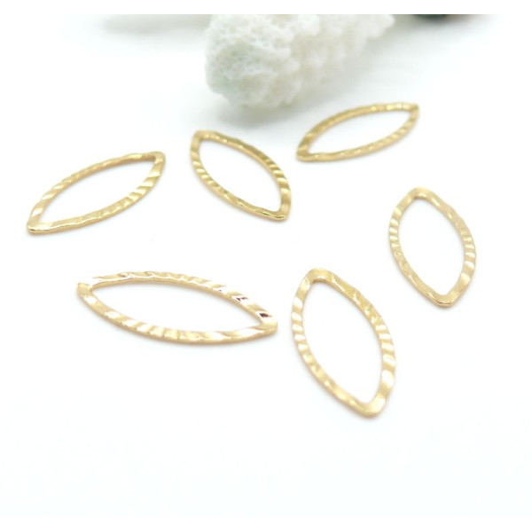 Pendentifs Connecteurs Marquise (Navette) Martelée 18 mm – Acier Inoxydable 304 Doré