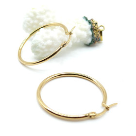 Créoles Rondes 40 x 2 mm – Acier Inoxydable 304 Doré à l’Or Fin 18K, Placage IONIQUE