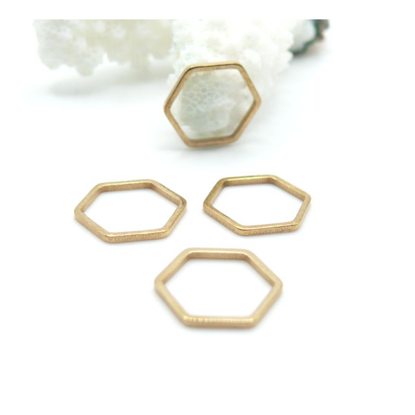 Pendentifs Connecteur Hexagone 13.5mm – Acier Inoxydable 304 Doré