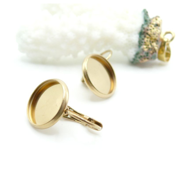 Supports Boucle d'oreille pour cabochon 12mm – Acier Inoxydable 304 Placage IONIQUE