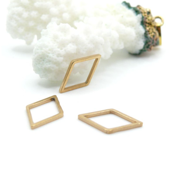 Pendentifs Connecteur Fermé Losange 15.5mm – Acier Inoxydable Doré