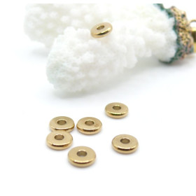 Perles Intercalaires Rondelles 6mm, Trou 2mm – Acier Inoxydable 304 Doré à l’or fin 18K, IONIQUE