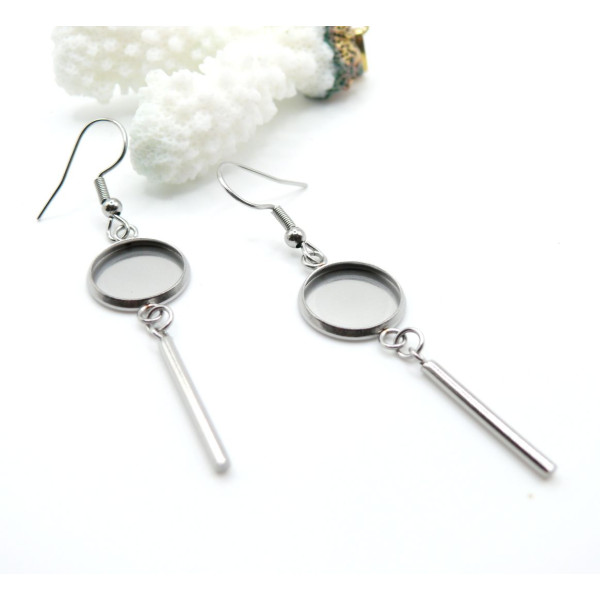 Supports de Boucles d’Oreilles avec Tige 12 mm – Acier Inoxydable 304 Argenté