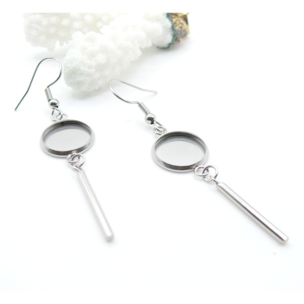 Supports de Boucles d’Oreilles avec Tige 12 mm – Acier Inoxydable 304 Argenté